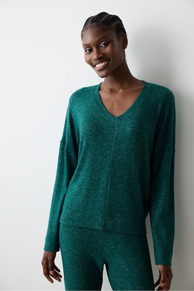 Penti Winter Wishes Pyjama-Set mit dunkelgrünen Hosen