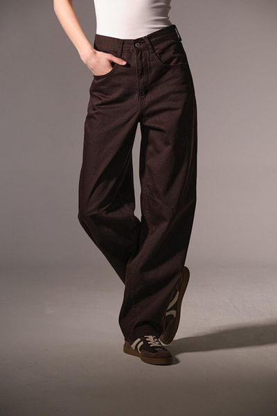 Maule Buckle Detailed Loose Cut Wide Leg Comfortable Baggy Jean Jeans Loose Women's Trousers @milano