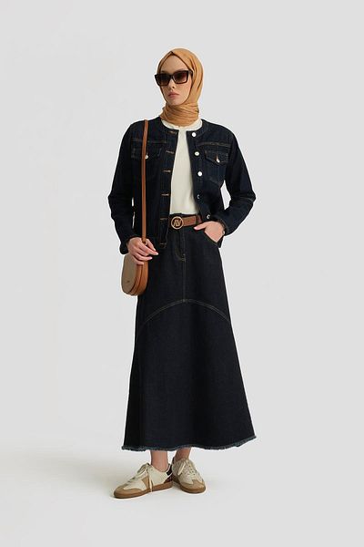 Armine Denim Skirt 25Yd9139 Dark Navy Blue