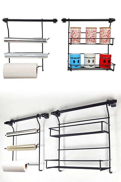 Binbirreyon Counter Hanging Organizer Rack Spice Rack Foil Rack Towel Rack with 2 Hanger Bars 67cm Rd067
