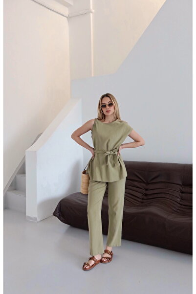 Laluvia Çağla Shoulder Twist Detailed Blouse Trousers Set - 8644