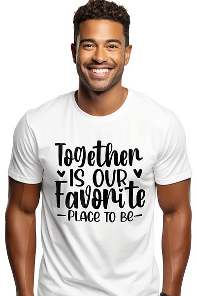 StoryGift Romania Men's T-shirt With Hearts And The Message ""together Is Our Favorite Place"" With Stg Print