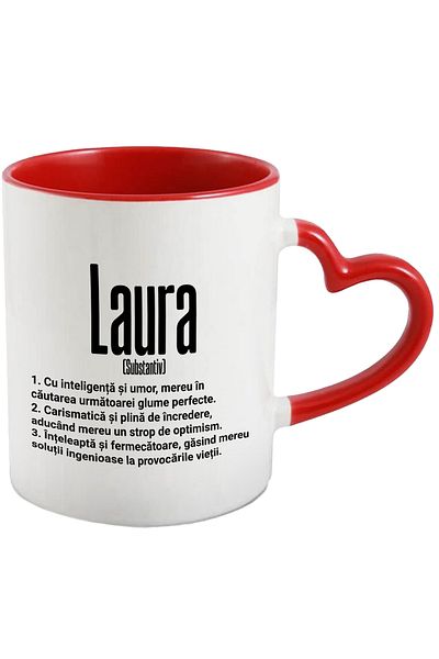 StoryGift Romania Mug With Name Laura, and Motivational Message, Funny, Charismatic, Wise, , With ,STG