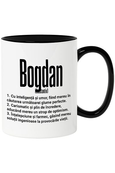 StoryGift Romania Mug With Name Bogdan, Intelligence, Humor, Charismatic, Wise, Personalized, Like, With, STG