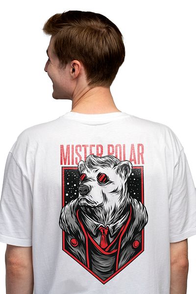 StoryGift Romania Tricou bărbătesc cu urs polar cu ochelari de soare în costum cu cravată, text în engleză Mrstg
