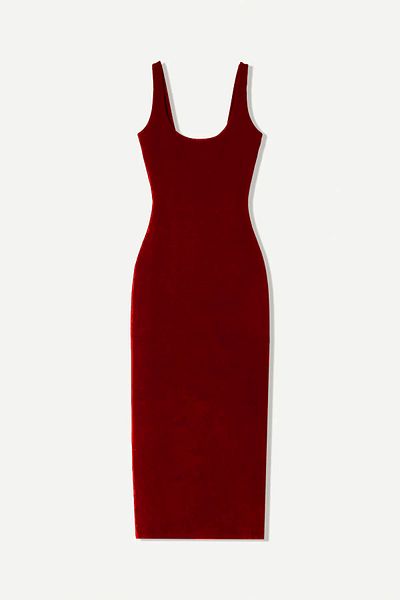 VODENS Women's Burgundy Strappy Midi Dress