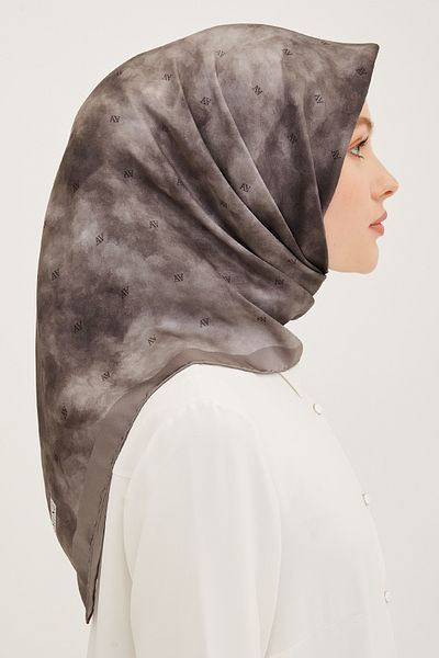 Armine Μεταξωτό φουλάρι Nostalgia Sura 8933DS-07 Cloud Pattern DARK MINK