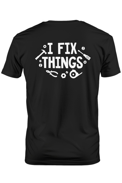 StoryGift Romania Tricou bărbătesc cu unelte și mesajul în engleză „i Repair Things” - I Repair Things With Printstg