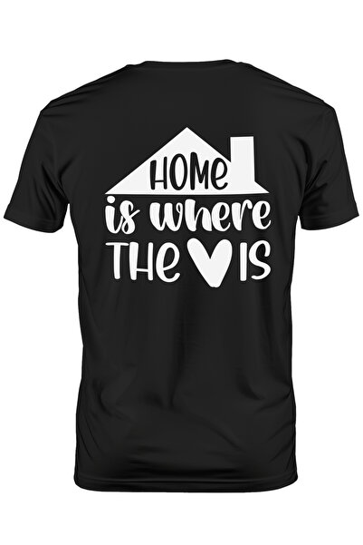 StoryGift Romania Tricou bărbătesc cu acoperiș și mesajul „acasă este acolo u...