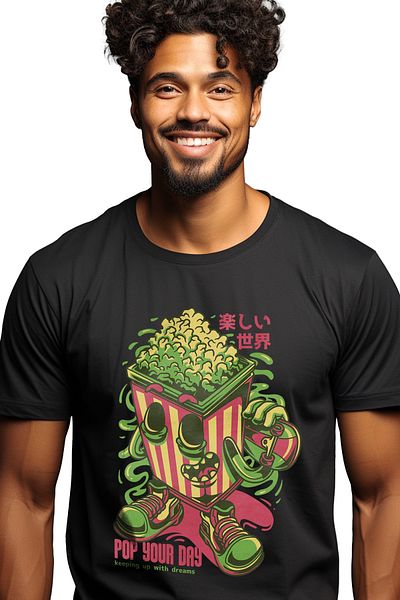 StoryGift Romania Men's T-Shirt With Message In English Pop Your Day, Popcorn, Movie, Family, Boyfriend STG