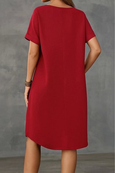 Cbm Women's Short Sleeve Boat Neck Wrap Dress