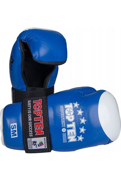 Top Ten Taekwon-do Gloves, "ITF Superfight 3000", ITF approved, Top Ten, Blue, S-M
