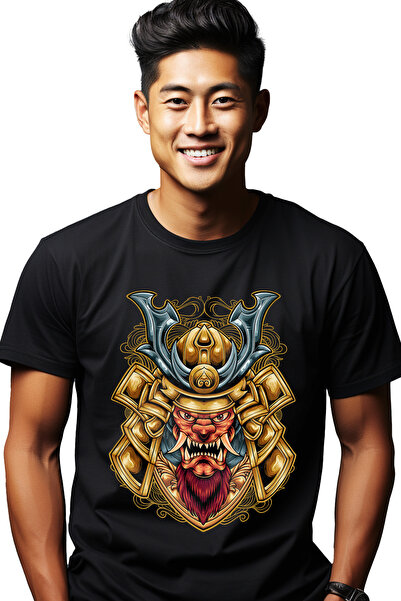 StoryGift Romania Tricou bărbătesc cu mască, Oni, Samurai, Asiatic, Luptător,...