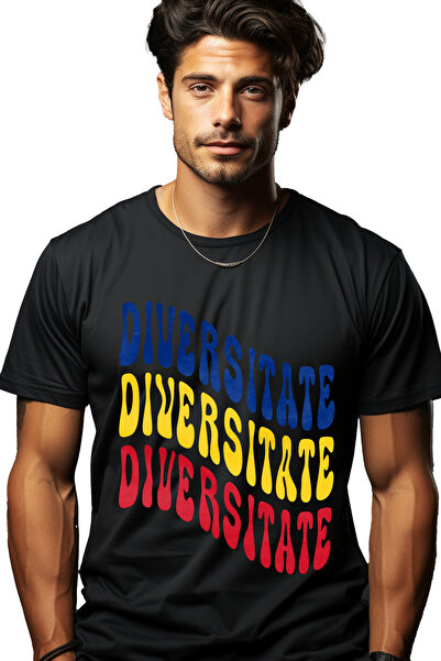 StoryGift Romania Tricou bărbătesc Cuvântul Diversitate, În Culorile Drapelul...