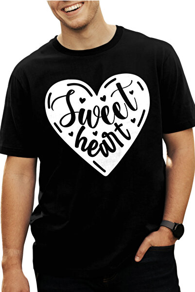StoryGift Romania Men's T-shirt with hearts and the text "Sweet heart" - swee...