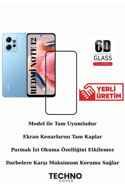 foxpower Redmi Note 12 Uyumlu 6D Tam Kaplayan Kırılmaz Cam