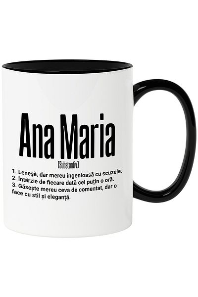 StoryGift Romania Mug With Name Ana Maria, and Funny Message, Lazy, Always Has Something to Comment, Gases, With, STG
