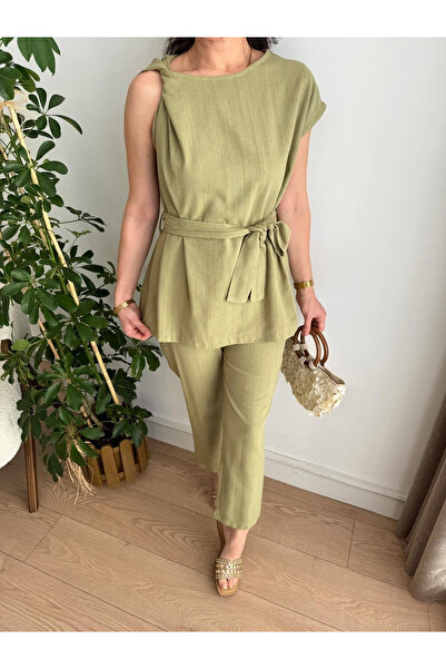 My Blog Çağla Shoulder Twist Detailed Blouse Trousers Set - 8644