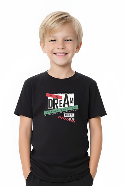 FYK KİDS Boys Round Neck Dream 1986 Printed Mens T-Shirt