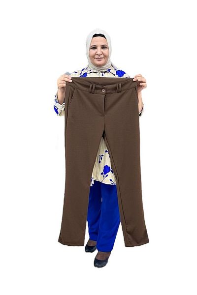Sevda Kılınç Large Size Lycra Crepe Pipe Leg Trousers