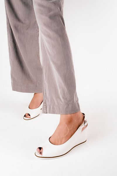 Lal Shoes & Bags Isabella, pantofi cu toc cu pană, alb, din piele naturală