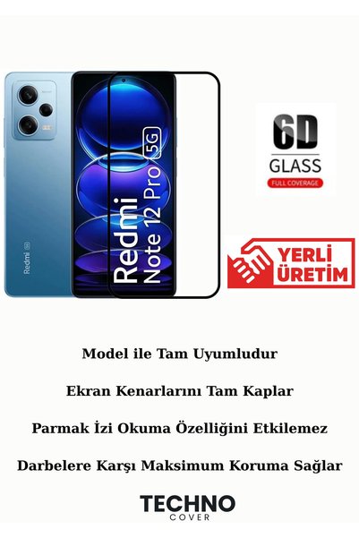 foxpower Redmi Note 12 Pro Uyumlu 6D Tam Kaplayan Kırılmaz Cam