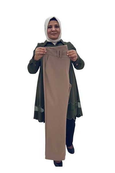 Sevda Kılınç Large Size Lycra Crepe Pipe Leg Trousers