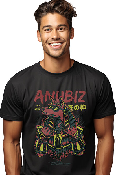 StoryGift Romania Men's T-shirt With Dog With Sunglasses I Pharaoh Style Costume, Text In English Anubis Stg