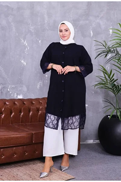 Sevda Kılınç Large Size Lace Viscose Shirt
