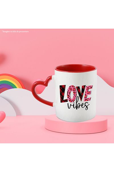 StoryGift Romania Mug with the message "Love vibes", Valentine's Day, illustration, emotion, feelings, s, With ,STG