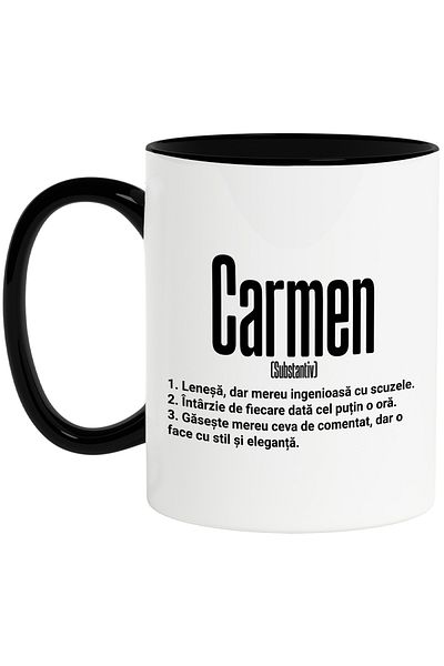 StoryGift Romania Mug With Name Carmen, and Funny Message, Lazy, Always Has Something to Comment, Find, With, STG