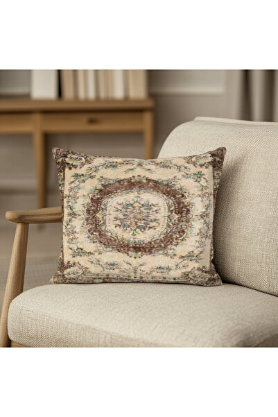 TURKISHRUG KINGDOM غطاء وسادة مربع بنمط بوهو مخطط