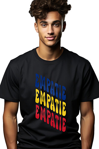 StoryGift Romania Tricou bărbătesc Cuvântul Empatie, În Culorile Drapelului R...