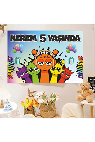 Home Kişiye Özel Sprunki Temalı Doğum Günü Afişi Birthday Pankart (170X100CM)