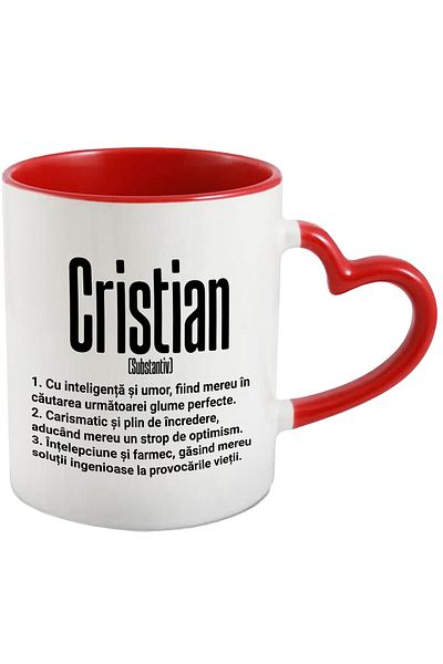 StoryGift Romania Mug With The Name Cristian, Intelligence, Humor, Charismatic, Wise, Personalized, , With ,STG