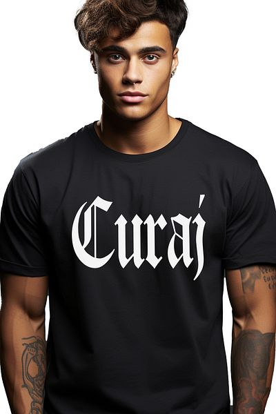 StoryGift Romania Tricou bărbătesc Curaj, mesaj motivațional, cuvânt, text inspirațional, îngrijire personală cu imprimeu