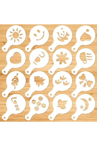OEM Set 16 sabloane reutilizabile pentru ornarea desertului sau a cafelei