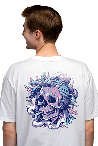 StoryGift Romania Personalized Men's T-shirt Abstract Skull, Colorful,, With Print On The Back, 100% Cotton, Stg