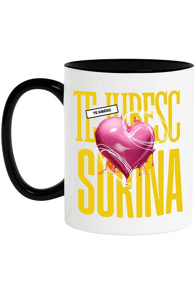 StoryGift Romania I Love You Sorina Mug, Love, Heart, Valentine's Day, Valentine's Day, Wave, With, STG
