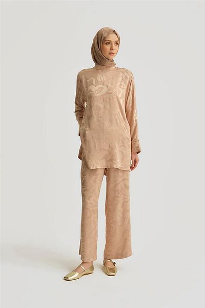 Armine Satin Patterned Suit 25Yt627 Mink