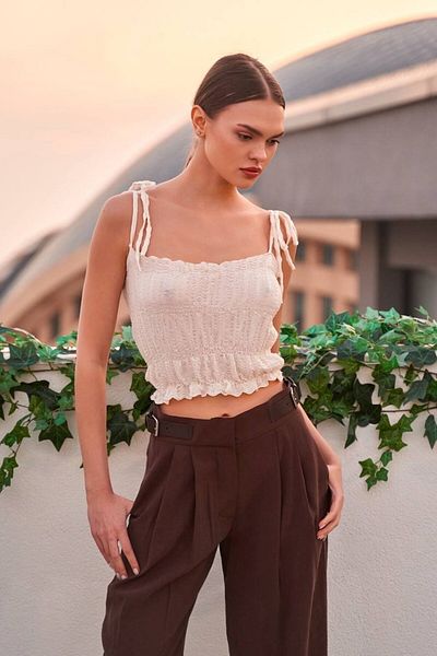 Lefon Crop Tank Top με Gimped Straps