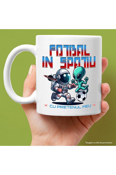 StoryGift Romania Alien and Astronaut Space Soccer Match Mug, My Friends, Ceramic, With,STG