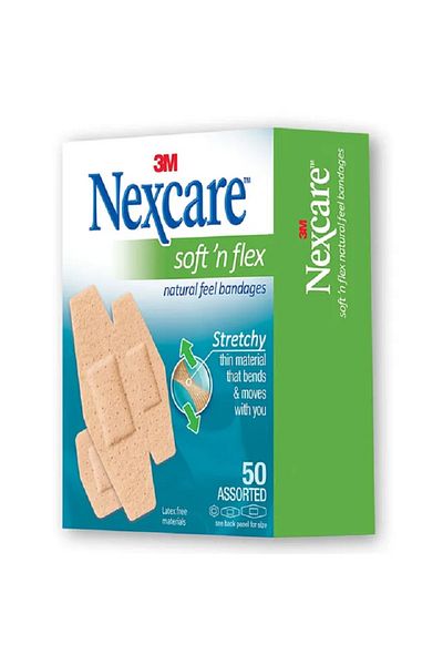 Nexcare ضمادات مرنة ناعمة Sf-50d، مجموعة متنوعة من 50 ضمادة