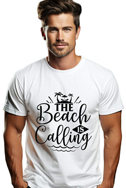 StoryGift Romania Tricou Barbati cu palmieri si mesajul "The beach is calling...