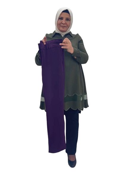 Sevda Kılınç Large Size Lycra Crepe Pipe Leg Trousers