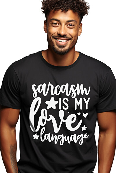 StoryGift Romania Tricou bărbătesc cu inimă și stele cu mesajul „sarcasmul es...