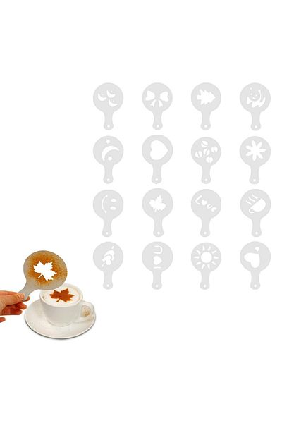 OEM Set 16 sabloane reutilizabile pentru ornarea desertului sau a cafelei