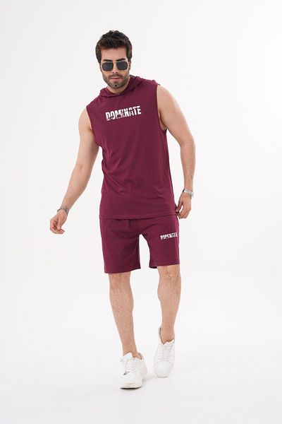 ACTIVE MODA - طقم تي شيرت رجالي بأكمام قصيرة مطبوع عليه بوبسينات - طقم شورت مكون من قطعتين قطن مقاس كبير