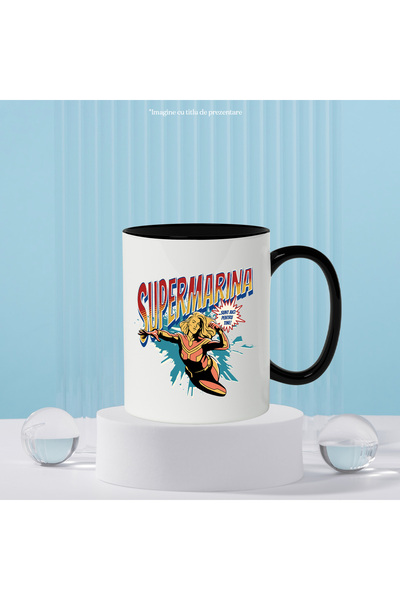 StoryGift Romania Super Marina Mug, Superhero I'm Here For You, 330ml, Ceramic with Black Handle, With ,STG