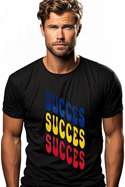 StoryGift Romania Tricou bărbătesc Cuvântul Succes, În Culorile Drapelului Ro...